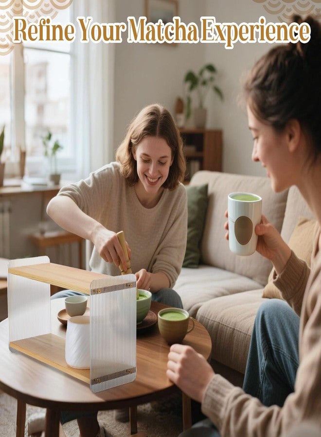 MADHOLLY Matcha Station - 2 Tier Matcha Whisk Set Organizer Stand Shelf for Countertop, Stable Pine Acrylic, for Store Green Tea Powder Scoop Mugs in Tea Room Coffee Bar - Image 4