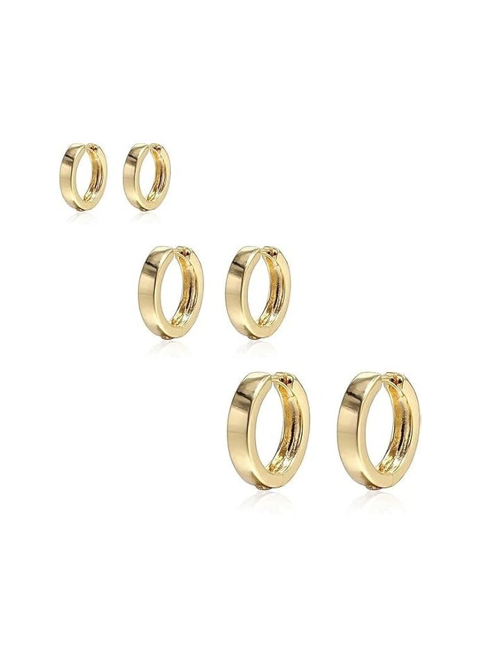 فيروز جوليري اقراط حلقية دائرية مطلية بالذهب عيار 18 قيراط خفيفة الوزن ومضادة للحساسية للبنات والنساء حلق من فيروز جوليري - Image 1