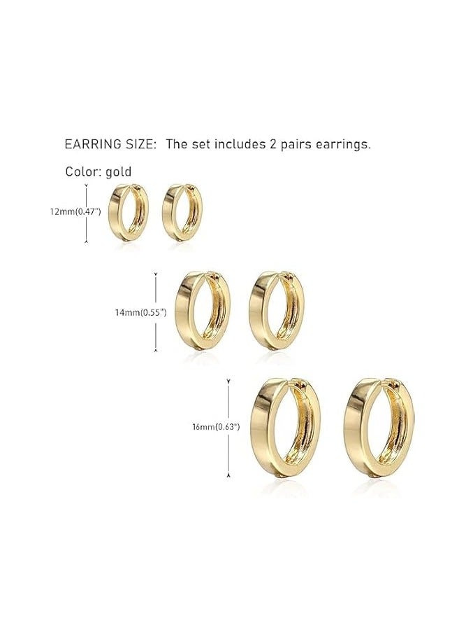 فيروز جوليري اقراط حلقية دائرية مطلية بالذهب عيار 18 قيراط خفيفة الوزن ومضادة للحساسية للبنات والنساء حلق من فيروز جوليري - Image 2