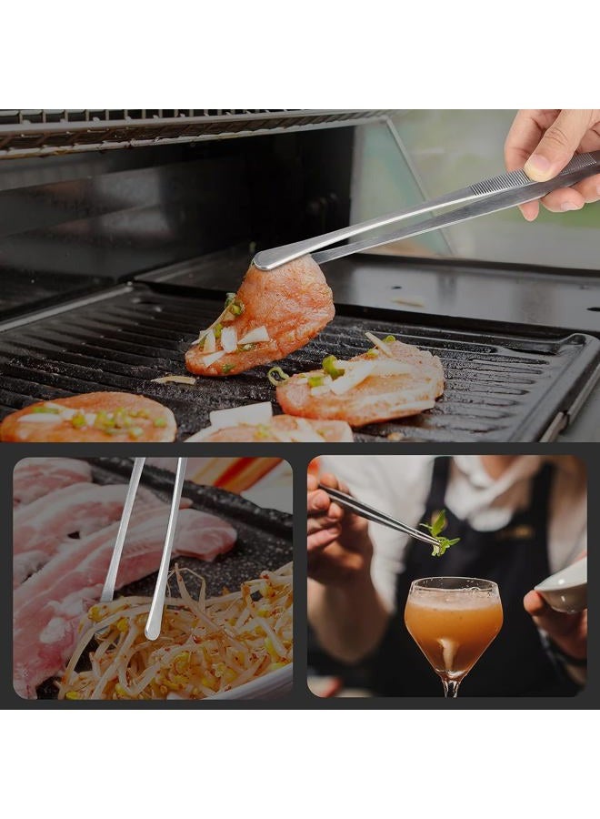 Hotec Barbecue Tongs Stainless Steel Long 30 cm Kitchen Cooking Tweezers Stainless Steel Kitchen Can be Used as Professional Tongs Tweezers for Cooking, Grilling and Baking - Set of 2 - Image 4