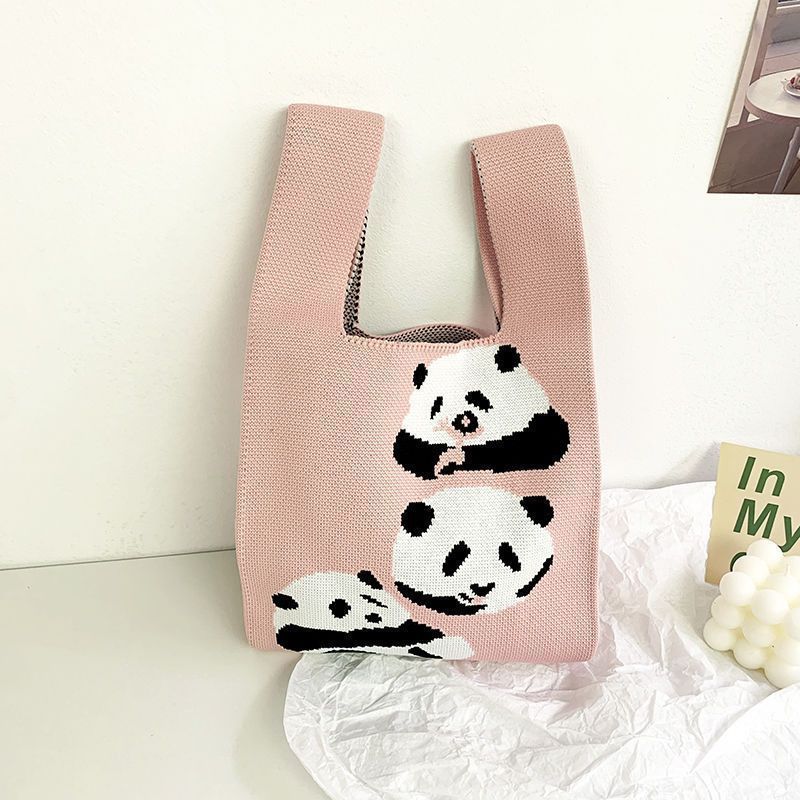 Grandpa Panda'S Same Style Knitted Bag Gift Bag Panda Knitted Bag Panda Handbag Travel Souvenir - Image 1
