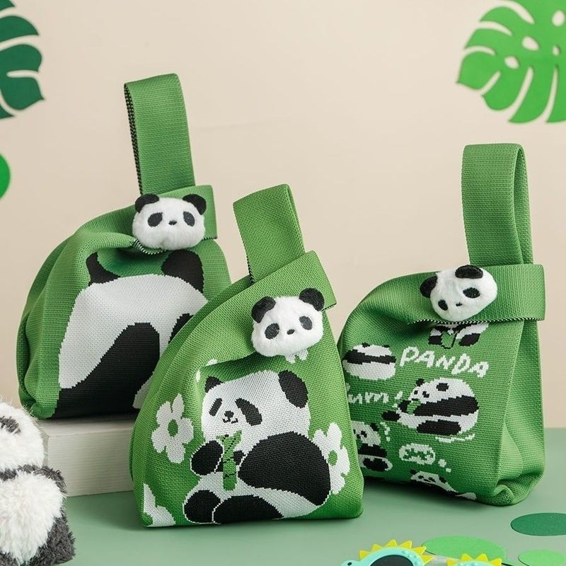 Grandpa Panda'S Same Style Knitted Bag Gift Bag Panda Knitted Bag Panda Handbag Travel Souvenir - Image 2