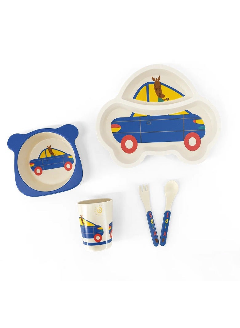 Factory Price - A Car Kids Bamboo Tableware Set - 5 Pcs - Image 1