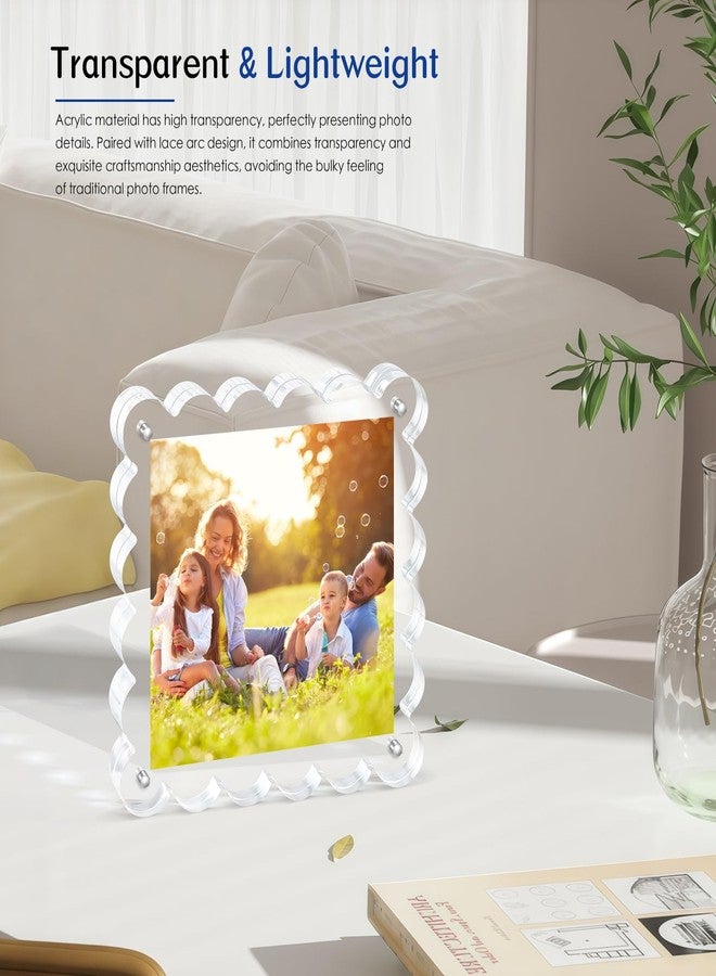 Chivalral 3Pack Clear Magnetic Picture Frames 5×5 Inch - Scalloped Picture Frame with 10+10mm Thick Block, Double-Sided Clear Display | Trendy Home Decor & Modern Gift Idea (3Pack, 5×5) - Image 3