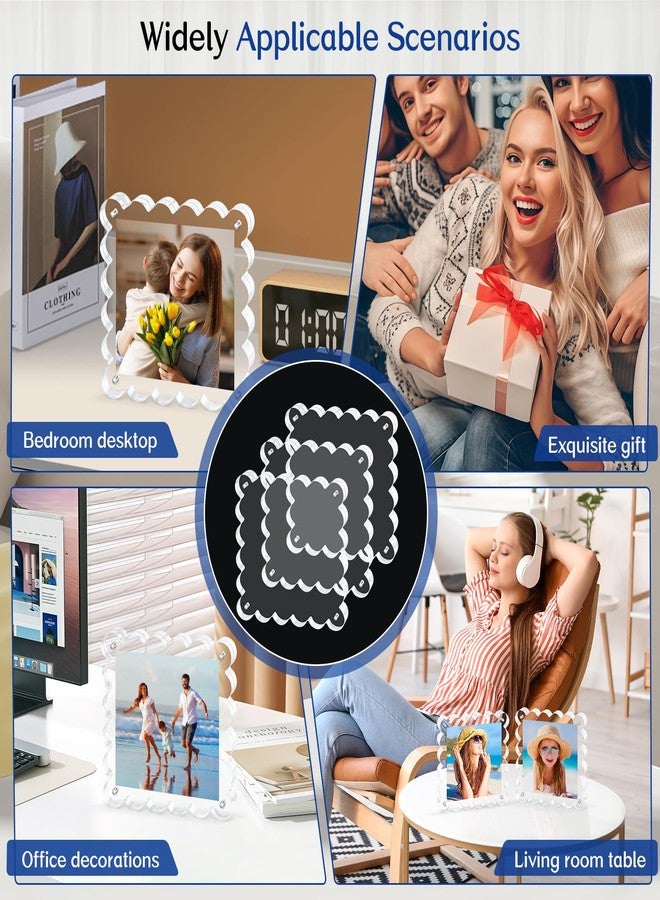 Chivalral 3Pack Clear Magnetic Picture Frames 5×5 Inch - Scalloped Picture Frame with 10+10mm Thick Block, Double-Sided Clear Display | Trendy Home Decor & Modern Gift Idea (3Pack, 5×5) - Image 5
