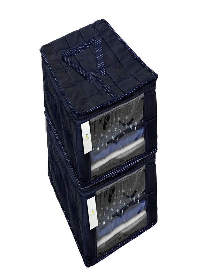Homestrap Parachute Quilted Shirt Cover/Wardrobe Cloth Organizer (Blue) - Pack of 2 - Image 1