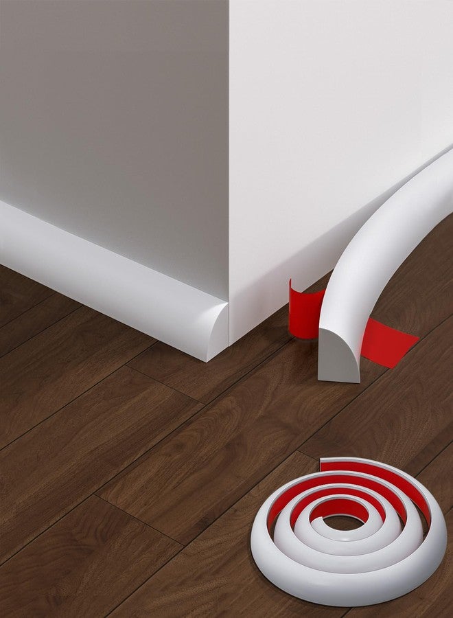 PATTENGO Flexible Quarter Round Molding, 79 Inch Peel and Stick Rubber Quarter Round Trim Molding with Self Adhesive, Waterproof Bendable Molding Trim for Wall Edge Corner,Staircase Cabinet Edge,White - Image 1