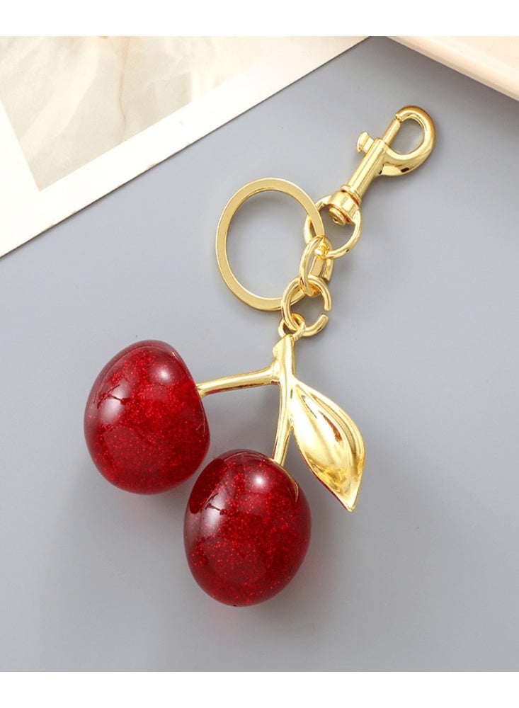 عالم الفخامة ميدالية مفاتيح كرز فاخرة | تعليقة حقيبة بتصميم فواكه - Image 2