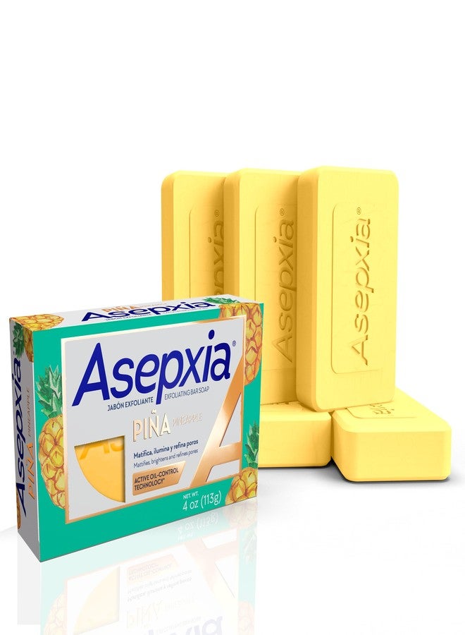 Asepxia Bar Soap, Non-Abrasive Exfoliating Facial Cleanser with Natural Pineapple Enzyme & Agave Extract, Pore Purifying & Brightening Face Wash for Oily Skin, 4 oz. - 5 Pack - Image 1