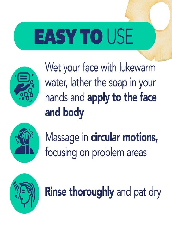 Asepxia Bar Soap, Non-Abrasive Exfoliating Facial Cleanser with Natural Pineapple Enzyme & Agave Extract, Pore Purifying & Brightening Face Wash for Oily Skin, 4 oz. - 5 Pack - Image 5