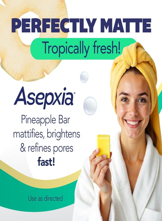 Asepxia Bar Soap, Non-Abrasive Exfoliating Facial Cleanser with Natural Pineapple Enzyme & Agave Extract, Pore Purifying & Brightening Face Wash for Oily Skin, 4 oz. - 5 Pack - Image 3