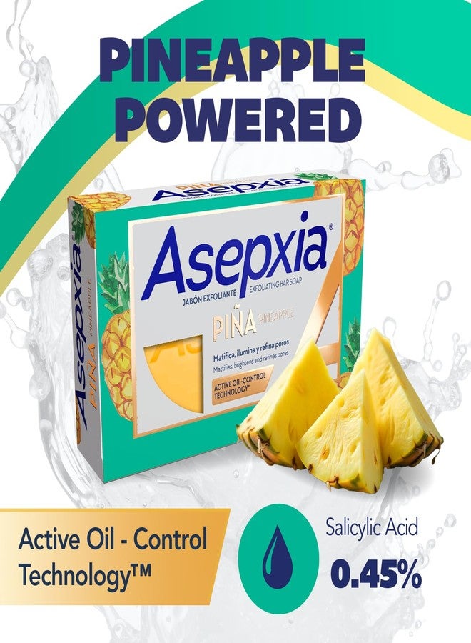 Asepxia Bar Soap, Non-Abrasive Exfoliating Facial Cleanser with Natural Pineapple Enzyme & Agave Extract, Pore Purifying & Brightening Face Wash for Oily Skin, 4 oz. - 5 Pack - Image 4