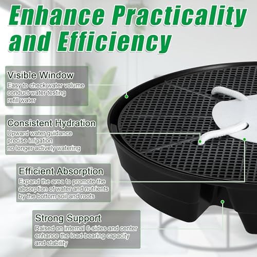 UYEDUJZ 4 Pcs Self-Watering Fabric Pot Base, Auto-Irrigation System Plant Saucer for 5 Gallon Fabric Pots, Auto Watering Plant Water Tray Self Watering System for Indoor Greenhouses Grow Tents Gardens - Image 5