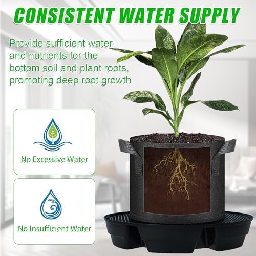 UYEDUJZ 4 Pcs Self-Watering Fabric Pot Base, Auto-Irrigation System Plant Saucer for 5 Gallon Fabric Pots, Auto Watering Plant Water Tray Self Watering System for Indoor Greenhouses Grow Tents Gardens - Image 4