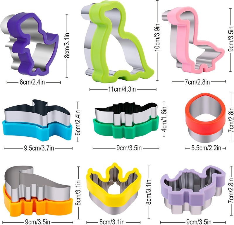 Nifogo Dinosaur Cookie Cutters 9 Set, Stainless Steel Shaped Cookie Candy Food Cutters Molds for DIY, Kitchen, Baking, Kids Dinosaur Theme Birthday Party - Image 4
