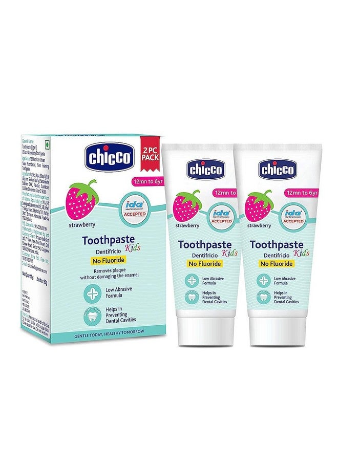 Chicco Toothpaste Strawberry 1-6Y Nofluo, Cavity Protection, 50G 2P - Image 2