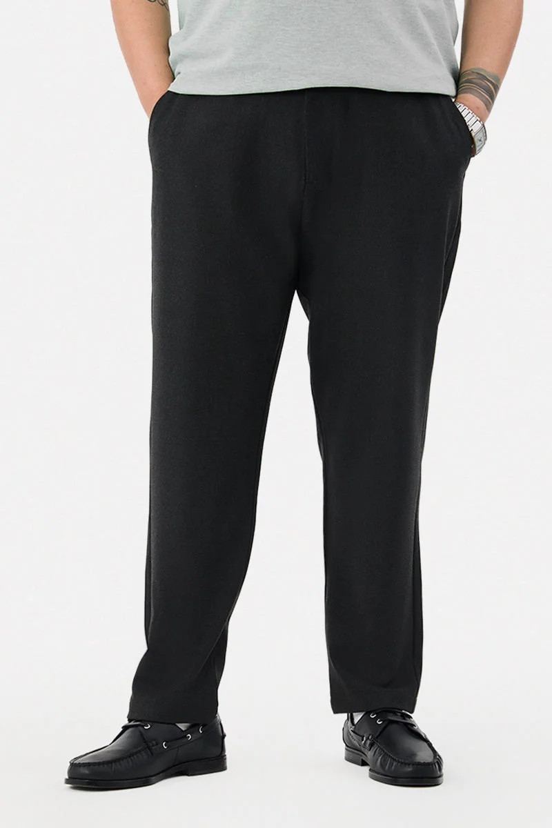 سنيتش Charcoal Grey Solid Regular Fit Formal Plus Size Trousers