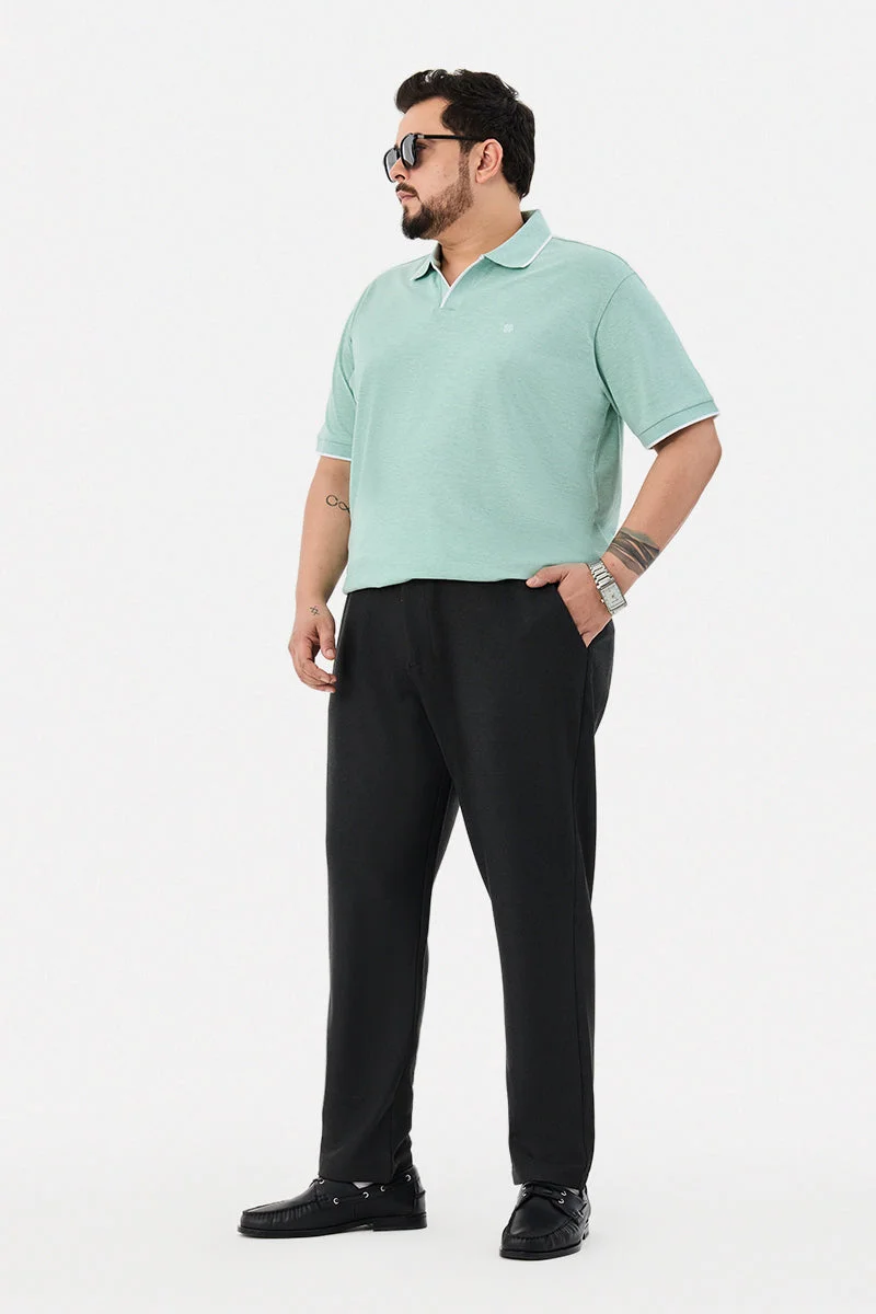 سنيتش Charcoal Grey Solid Regular Fit Formal Plus Size Trousers