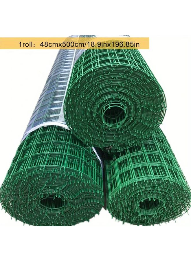 Green PVC Coated Iron Wire Mesh 19 69inch x 196 85inch Heavy Duty Garden Fence Rust Resistant - Image 2