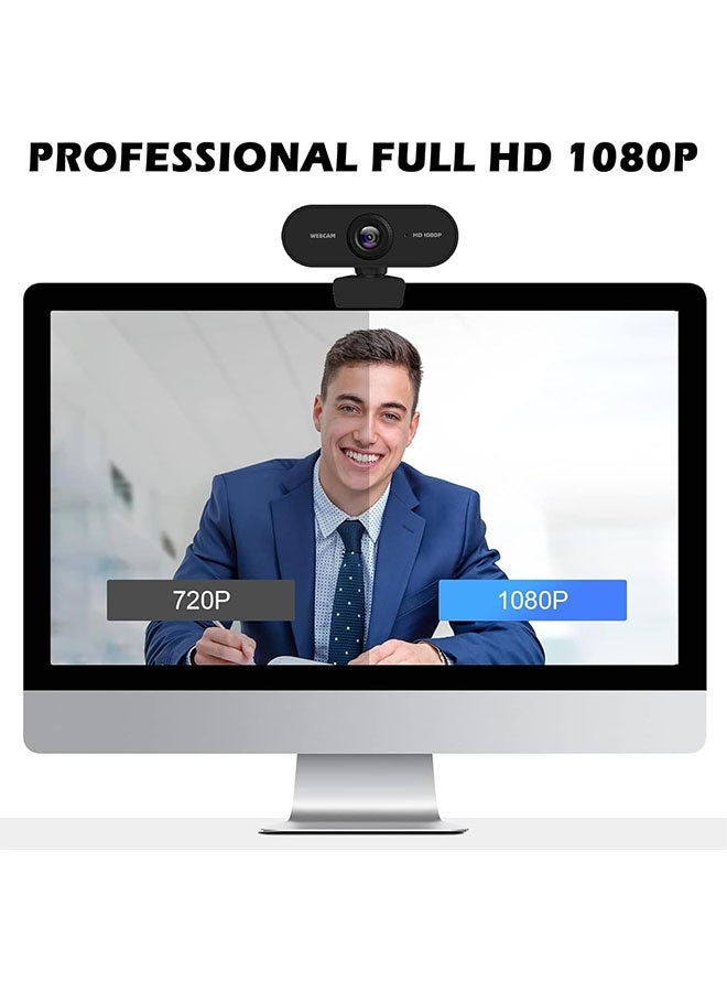 كاميرا ويب 1080P مع ميكروفون ، كاميرا USB HD للكمبيوتر المحمول التركيز التلقائي ، ميكروفونات تقليل الضوضاء و كاميرا ويب HD للبث ، مكالمات الفيديو ، الدراسة ، سكايب ، الفرق ، يوتيوب ، زوم ، الكمبيوتر الشخصي ، الكمبيوتر ، الكمبيوتر المحمول ، ماك ، PS4 - Image 2