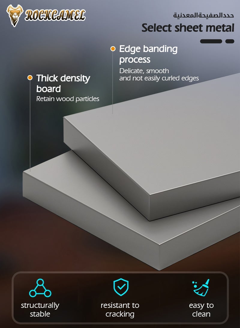 ROCKCAMEL مكتب ألعاب مريح على شكل حرف K، مقاس 140 سم، مكتب عصري بألواح سميكة وإطار فولاذي قوي، محطة عمل متينة للمكتب المنزلي وغرفة المعيشة والدراسة والألعاب، سهل التجميع (رمادي، 140 × 60 × 74 سم) - Image 5