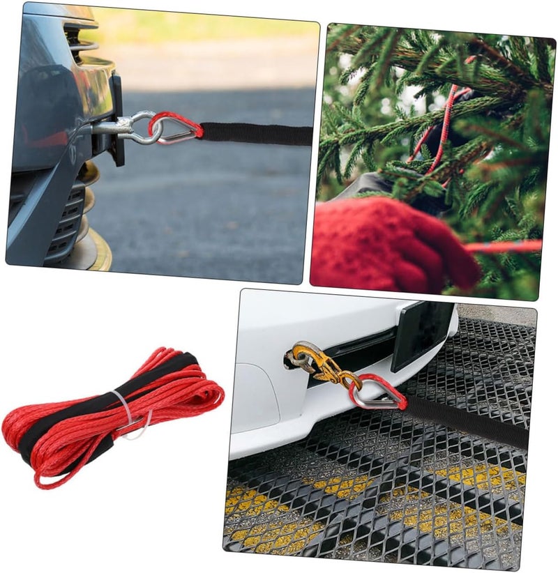 CHILDWEET Red 5mm X 15m Nylon Towing Strap with Hook, Outdoor Car Rope for Trucks and Trailers, Portable Heavy Duty Vehicle Tow Strap - Image 4