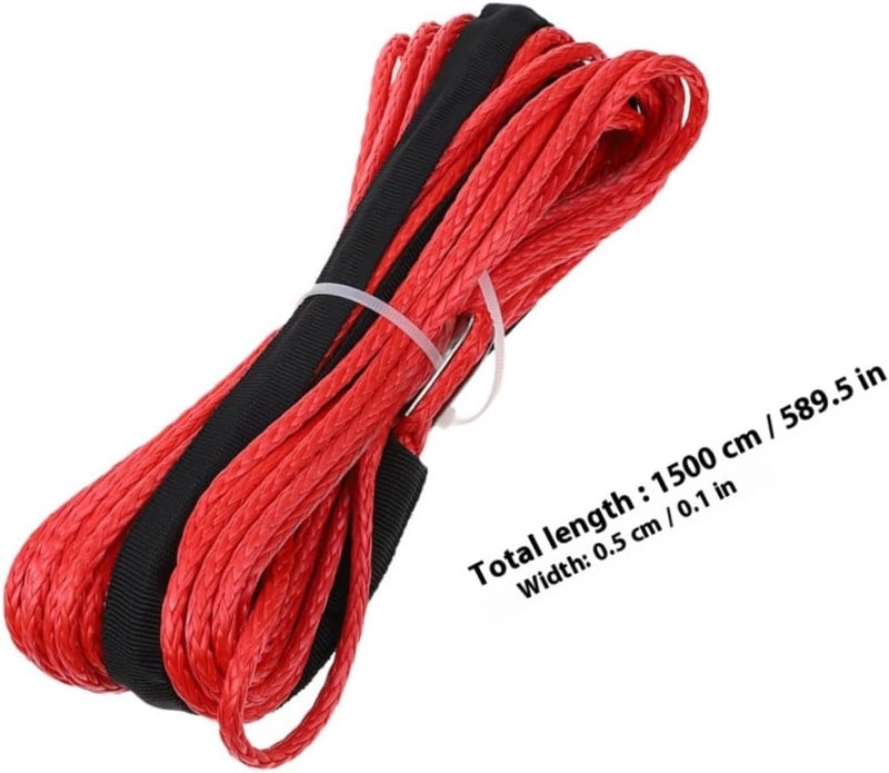 CHILDWEET Red 5mm X 15m Nylon Towing Strap with Hook, Outdoor Car Rope for Trucks and Trailers, Portable Heavy Duty Vehicle Tow Strap - Image 2