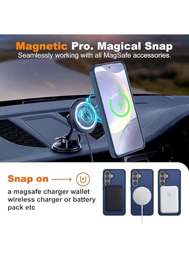 Magnetic Case Designed for Samsung Galaxy S24/S25, [MagSafe Compatible] [Military Grade Drop Protection] Slim Clear Matte Shockproof Case with Anti-Fingerprint - (Blue) - Image 5