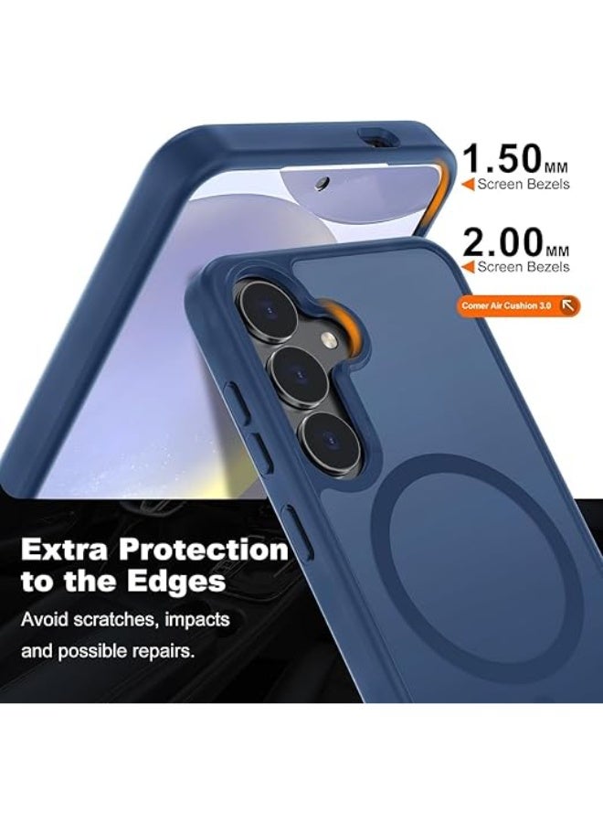 Magnetic Case Designed for Samsung Galaxy S24/S25, [MagSafe Compatible] [Military Grade Drop Protection] Slim Clear Matte Shockproof Case with Anti-Fingerprint - (Blue) - Image 2