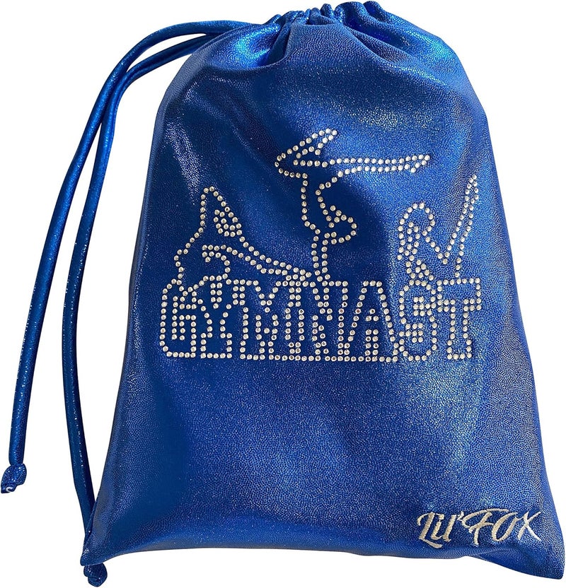 LILFOX 8"x10" Drawstring Gymnastics SMALL GRIP BAG 26x20cm - Lightweight Bag for Personal Equipment - Shiny Foil Rhinestones - Image 1