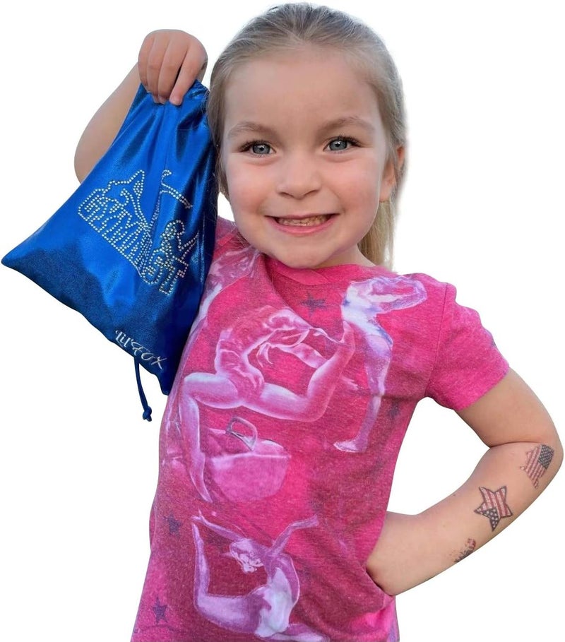 LILFOX 8"x10" Drawstring Gymnastics SMALL GRIP BAG 26x20cm - Lightweight Bag for Personal Equipment - Shiny Foil Rhinestones - Image 2
