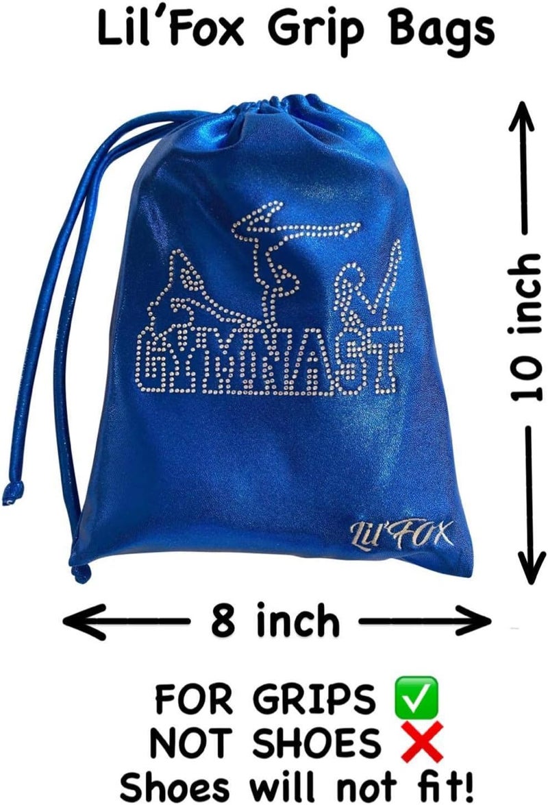 LILFOX 8"x10" Drawstring Gymnastics SMALL GRIP BAG 26x20cm - Lightweight Bag for Personal Equipment - Shiny Foil Rhinestones - Image 3