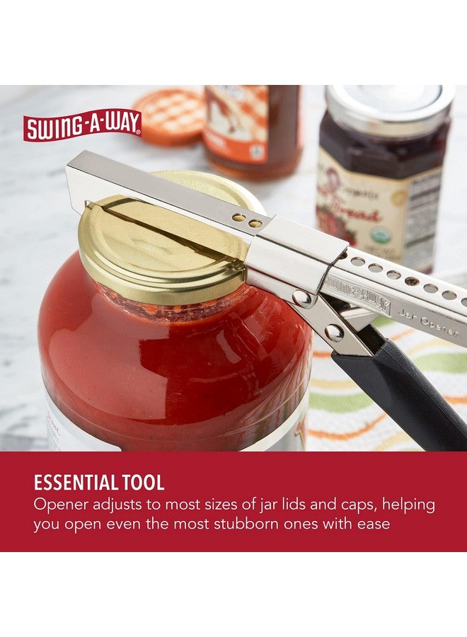 Swing-A-Way Comfort Grip Jar Opener, 7.5-Inch, Adjustable Multifunctional Stainless Steel Can Opener with Gripper, Arthritis Friendly Soft Rubber Grip Handle, Kitchen Accessories (Black) - Image 3
