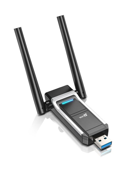 USB WiFi 6 Adapter for PC, Wireless Network Adapter AX1800 Dual-Band 5Ghz/2.4Ghz 1800Mbps, 802.11ax/WPA3/MU-MIMO, USB 3.0 WiFi Dongle Dual Antenna for Desktop Laptop Support Windows 11/10/7