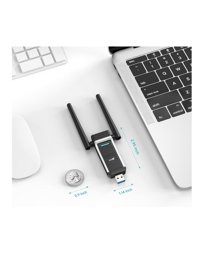 Excefore - USB WiFi 6 Adapter for PC, Wireless Network Adapter AX1800 Dual-Band 5Ghz/2.4Ghz 1800Mbps, 802.11ax/WPA3/MU-MIMO, USB 3.0 WiFi Dongle Dual Antenna for Desktop Laptop Support Windows 11/10/7 - Image 1