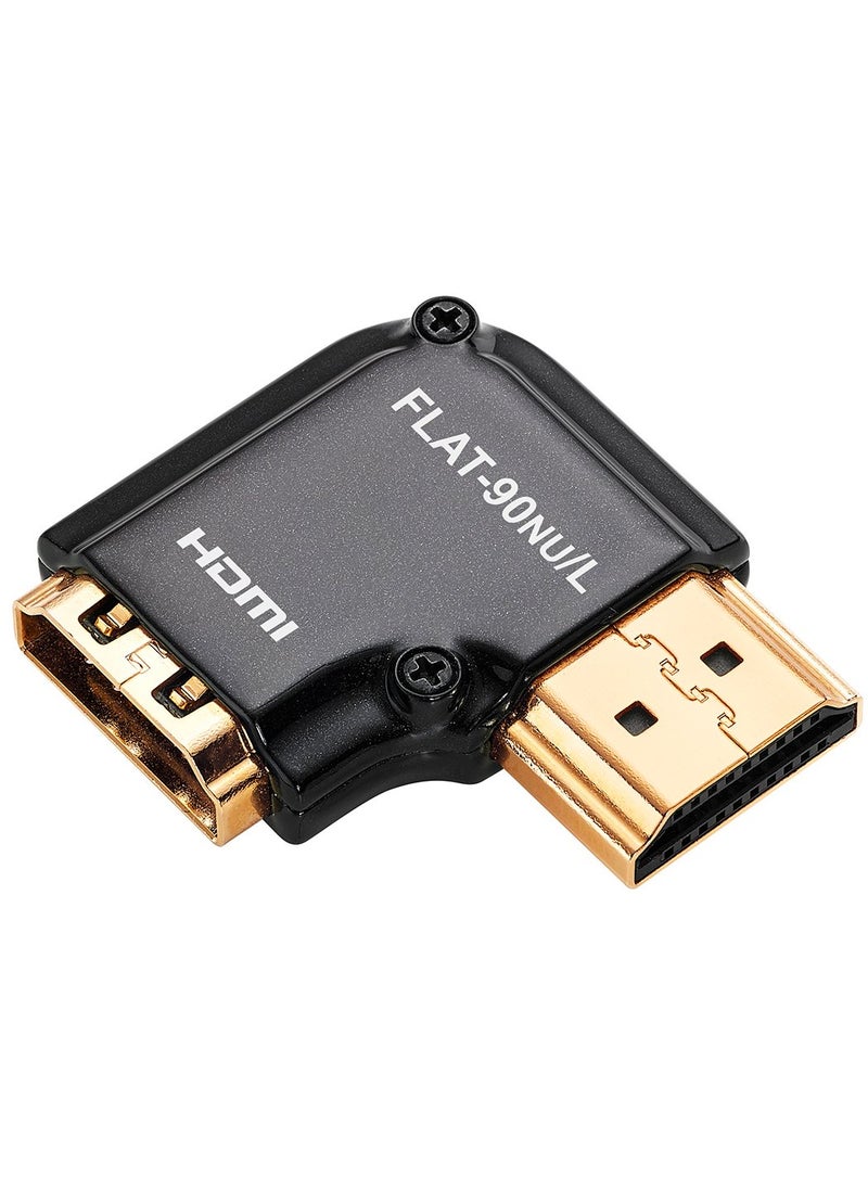 Zeskit Zeskit HDMI Adapter Male to Female Right Angle, Zinc Alloy Full Shielding 24K Gold Plated Connectors (FLAT-90NU/L)  - Image 1