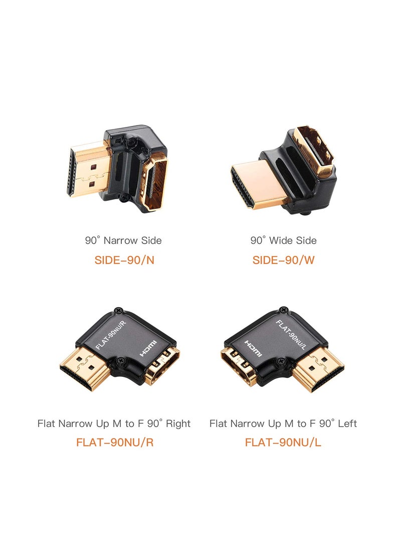 Zeskit Zeskit HDMI Adapter Male to Female Right Angle, Zinc Alloy Full Shielding 24K Gold Plated Connectors (FLAT-90NU/L)  - Image 2