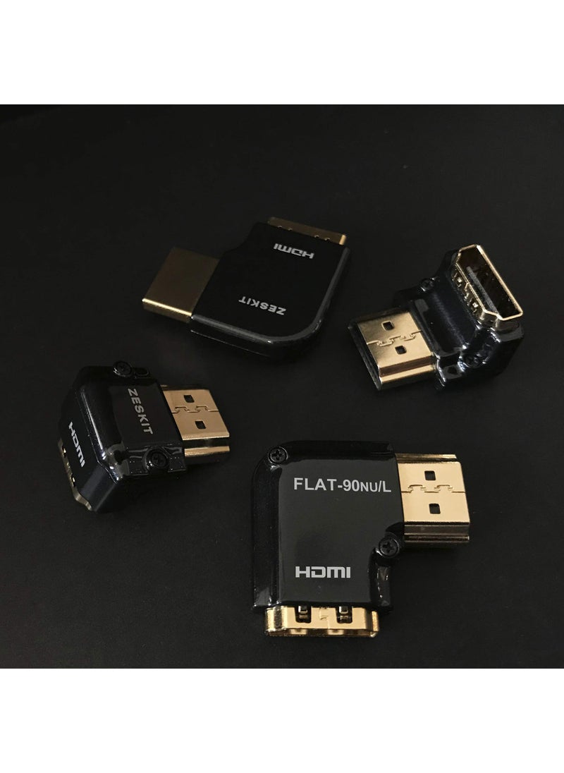 Zeskit Zeskit HDMI Adapter Male to Female Right Angle, Zinc Alloy Full Shielding 24K Gold Plated Connectors (FLAT-90NU/L)  - Image 4
