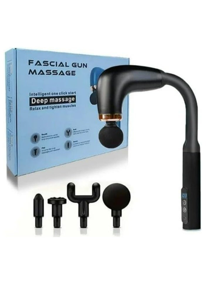 جهاز مساج عضلات كهربائي بمقبض طويل – مسدس مساج للظهر والجسم قابل للشحن مع 4 رؤوس مساج و5 مستويات سرعة. متعددة الالوان - Image 2