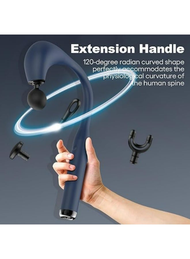 جهاز مساج عضلات كهربائي بمقبض طويل – مسدس مساج للظهر والجسم قابل للشحن مع 4 رؤوس مساج و5 مستويات سرعة. متعددة الالوان - Image 4