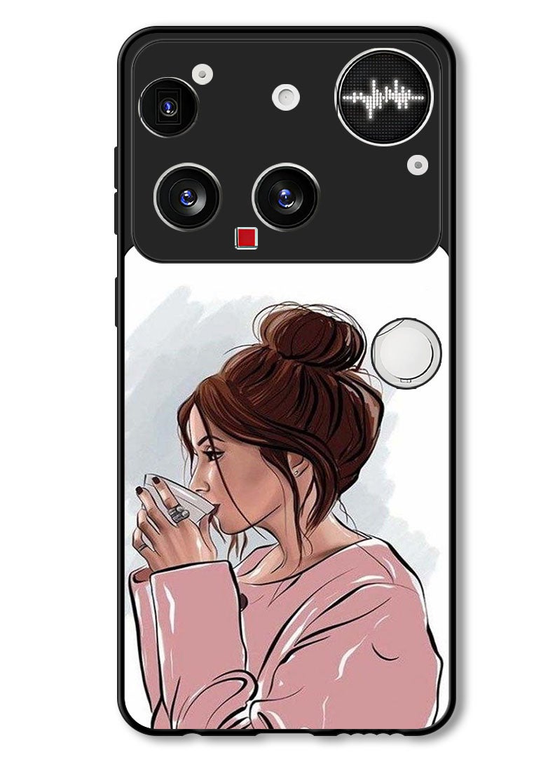 Theodor Case Compatible with Nothing Phone (3) 6.67 Inch Protection Shockproof Bumper Cover Girl Drinking Coffee 1 - Image 1