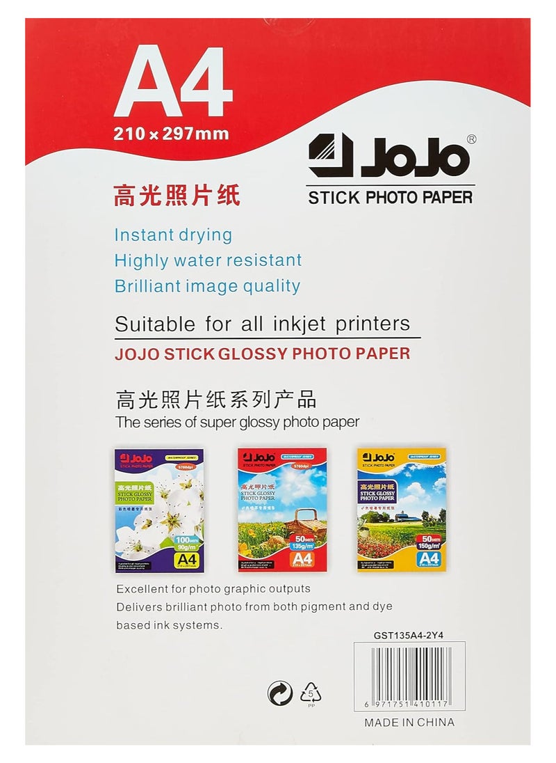 JOJO - JOJO Glossy A4 Sticker 50 sheets white - Image 1