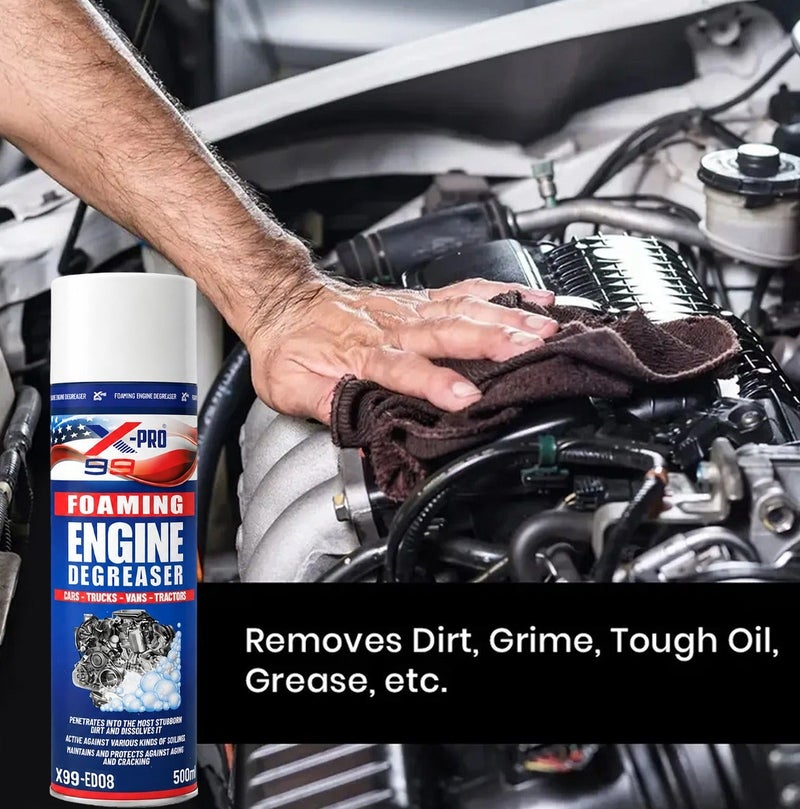 X99-PRO X99-ED08 Foaming Engine Degreaser Spray 500ml (5 PCS) Heavy Duty Engine Cleaner Foam for Cars, Trucks, Vans, Tractors & Motorcycles, Removes Grease, Oil, Dirt & Road Grime, Fast Acting Engine Bay Cleaning Formula - Image 4