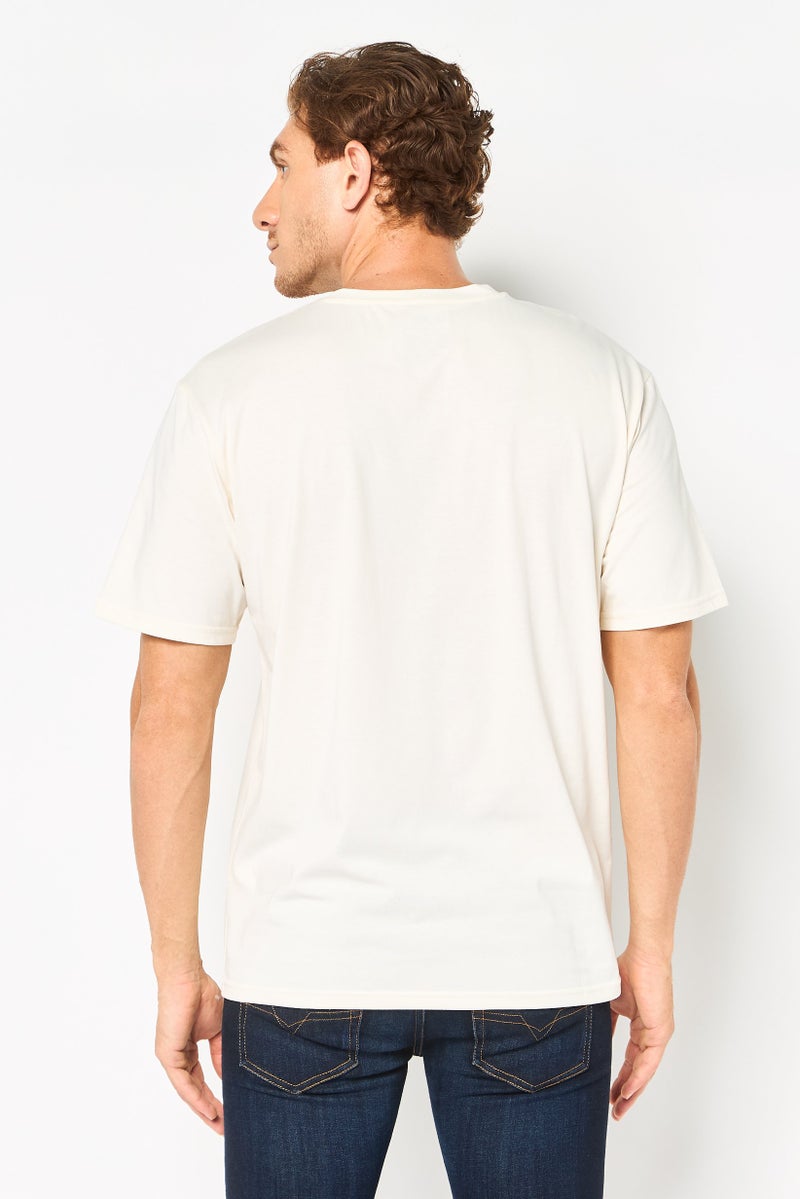 Algspar تي شيرت رجالي بأكمام قصيرة على شكل حرف V، أبيض فاتح - Image 2