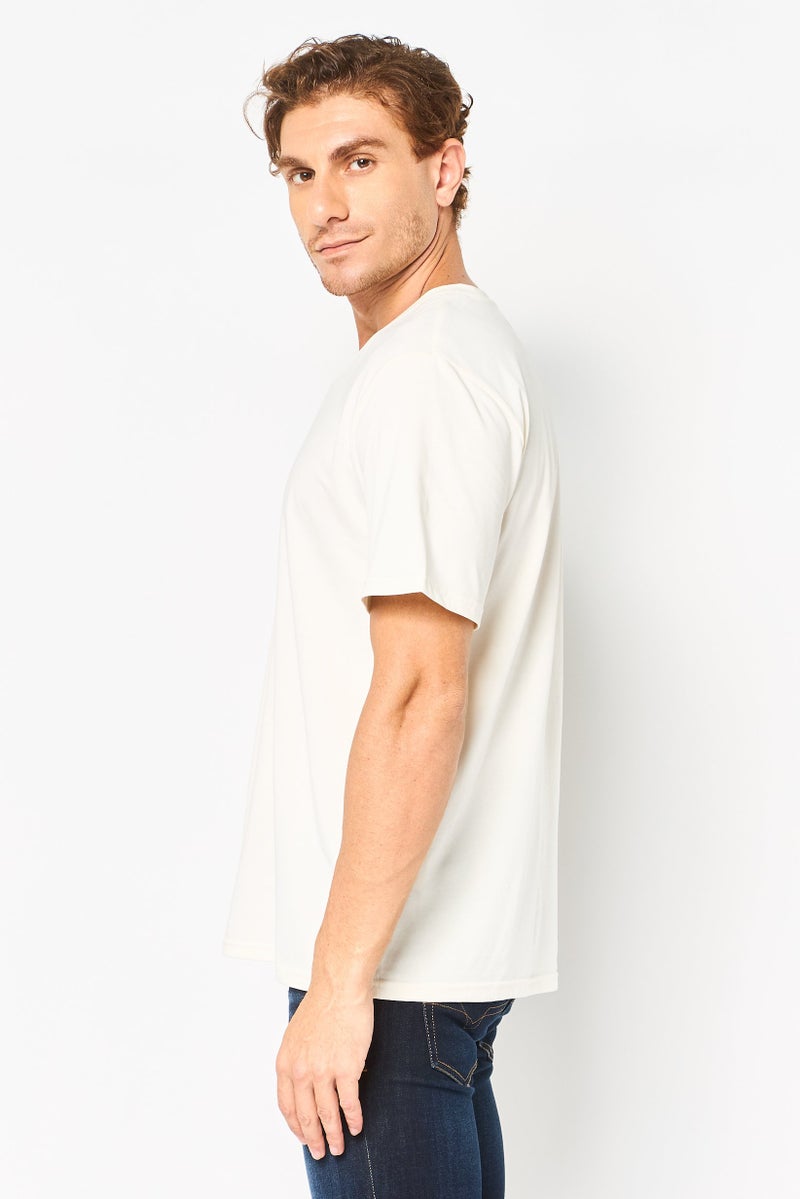 Algspar تي شيرت رجالي بأكمام قصيرة على شكل حرف V، أبيض فاتح - Image 3