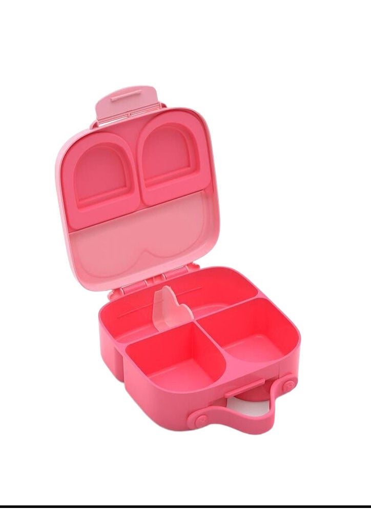 XiuWoo - Children Food Bowl Lunch Box Set Portable Tableware-Pink - Image 1
