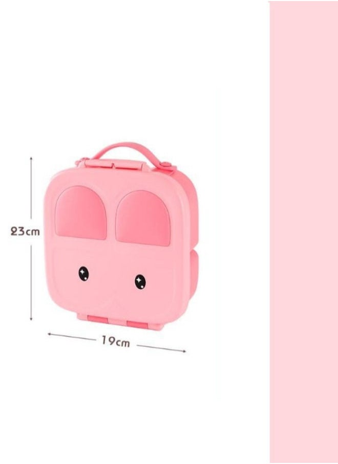 XiuWoo - Children Food Bowl Lunch Box Set Portable Tableware-Pink - Image 1