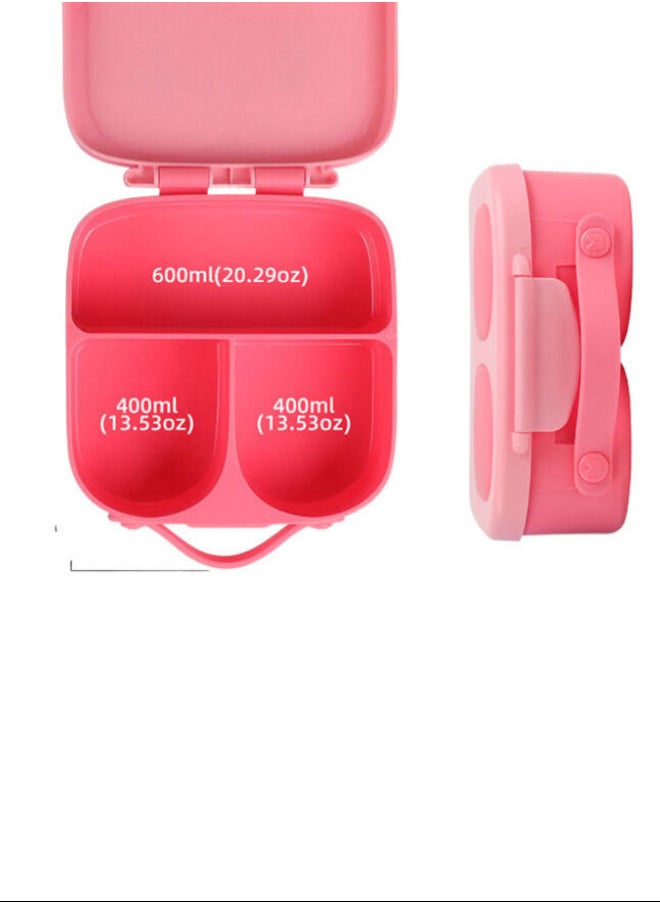 XiuWoo - Children Food Bowl Lunch Box Set Portable Tableware-Pink - Image 1