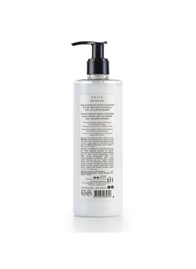 Prija - Toning Body Cream with Green Walnuts and Centella Asiatica (12.84 fl oz) - Elasticizing and Moisturizing - Vegan Friendly - Dermatologically Tested - Made with 100% Recycled Bottle - Image 1