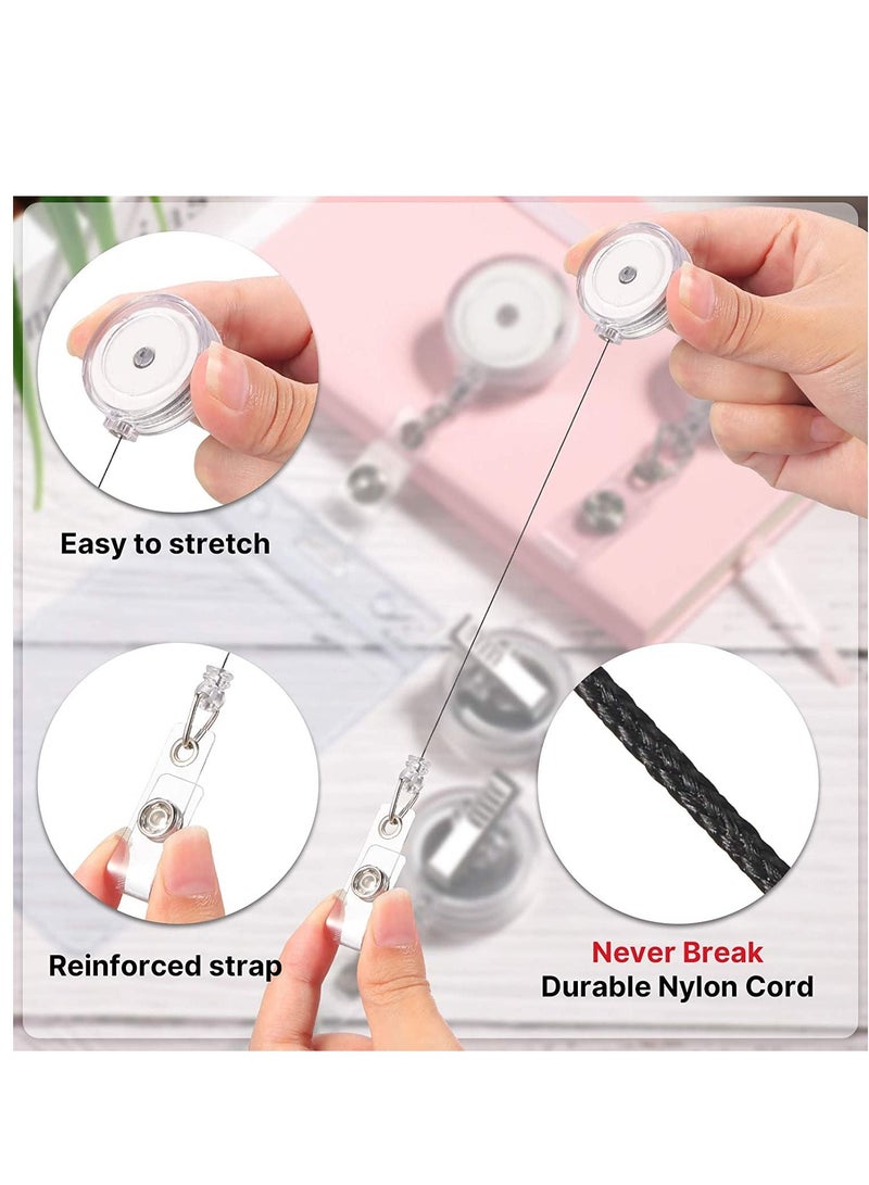 10 Pieces Retractable Badge Holder Reels with Swivel Alligator Clip, ID Card Name Reel Clips for Students Teachers Office Workers (Translucent Clear)